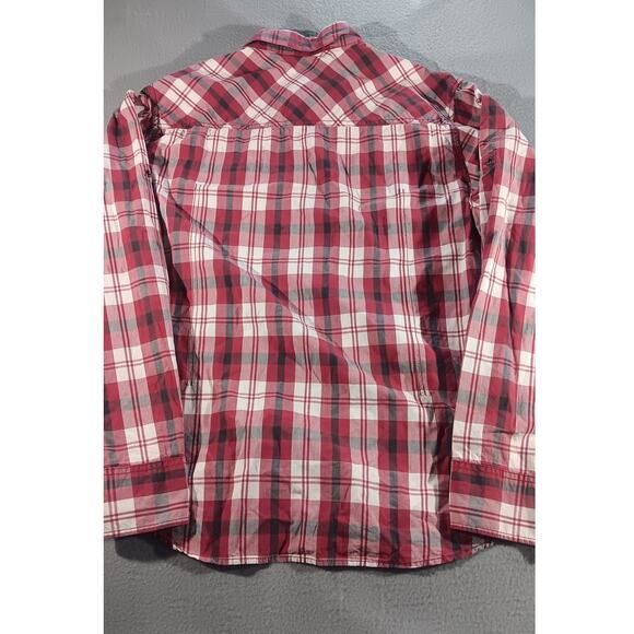 Harley Davidson Men’s 2XL Plaid Button Up Shirt Red Black White Cotton Long - Picture 7 of 7